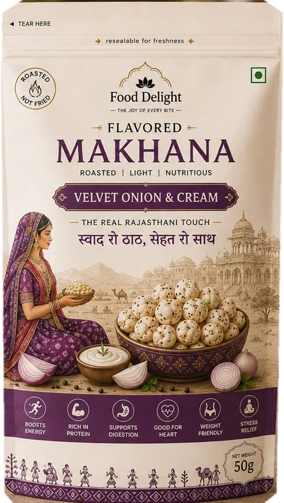 Velvet Onion & Cream Makhana pouch